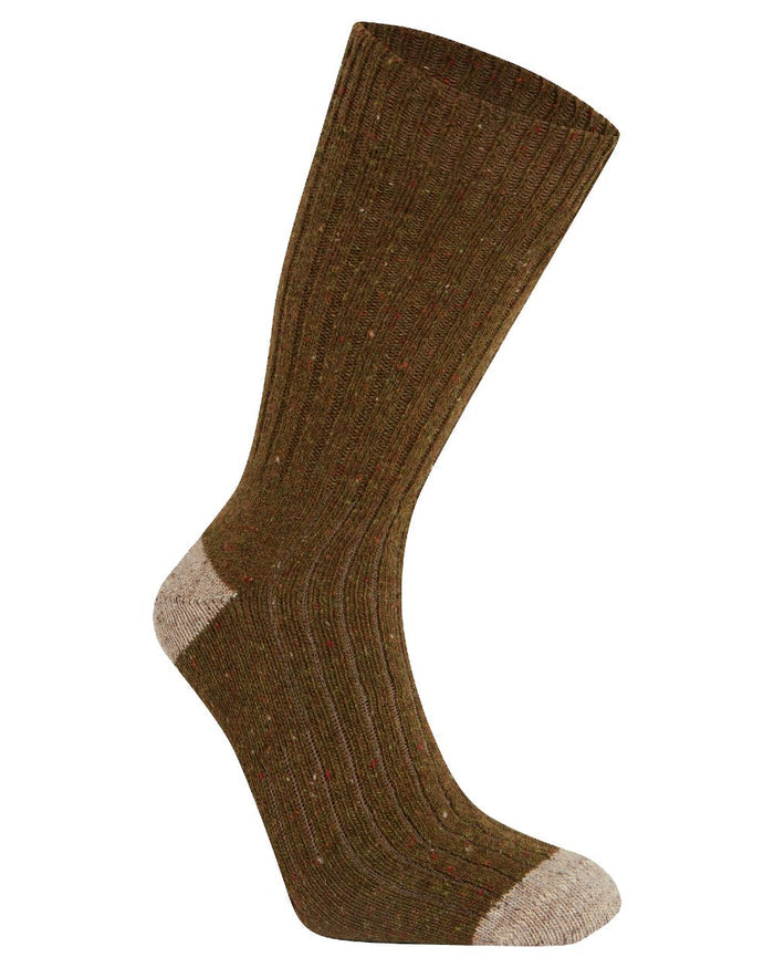 Dark Moss Beige coloured Craghoppers Men's Torver Walking Sock on white background #colour_dark-moss-beige