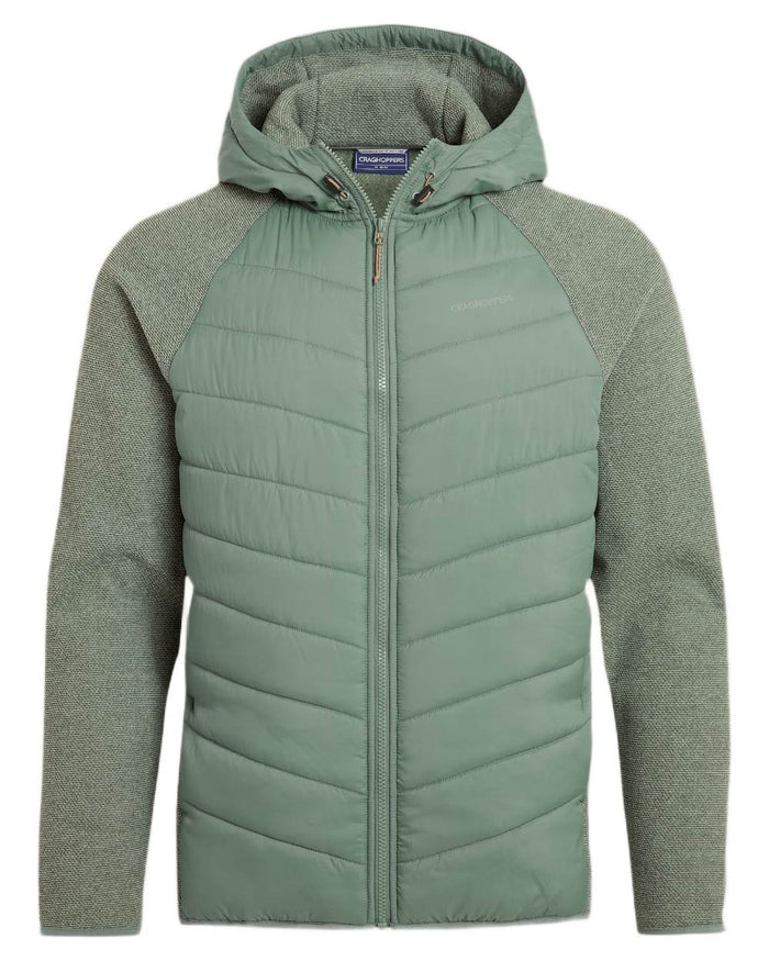 Laurel Green coloured Craghoppers Mens Vamos Hybrid Insulating Jacket  on white background #colour_laurel-green