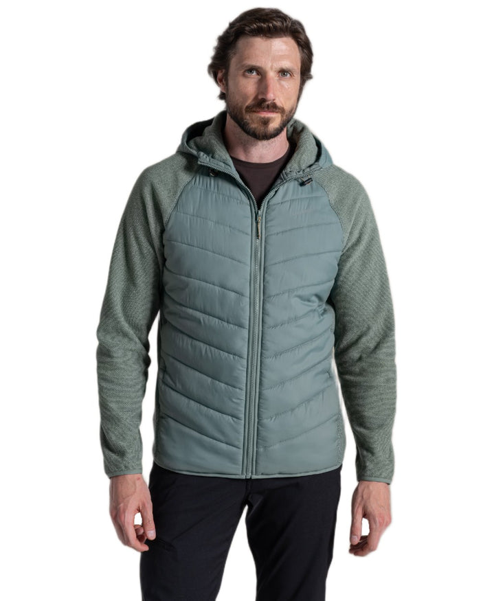 Laurel Green coloured Craghoppers Mens Vamos Hybrid Insulating Jacket  on white background #colour_laurel-green