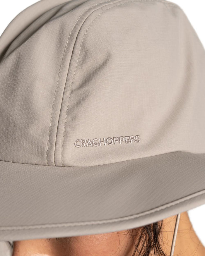 Parchment coloured Craghoppers NosiLife Field Hat on white background #colour_parchment