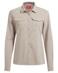 Soft Mushroom coloured Craghoppers NosiLife Pro Ladies Long Sleeve Shirt on white background #colour_soft-mushroom
