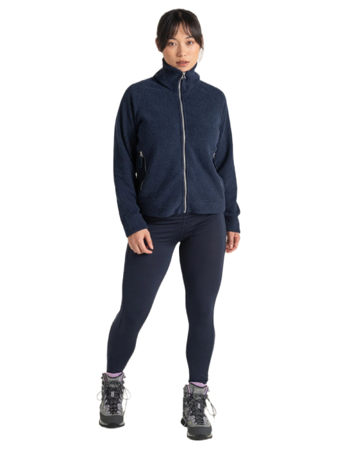 Blue Navy coloured Craghoppers Ryan Womens Raya Full Zip Fleece on white background #colour_blue-navy