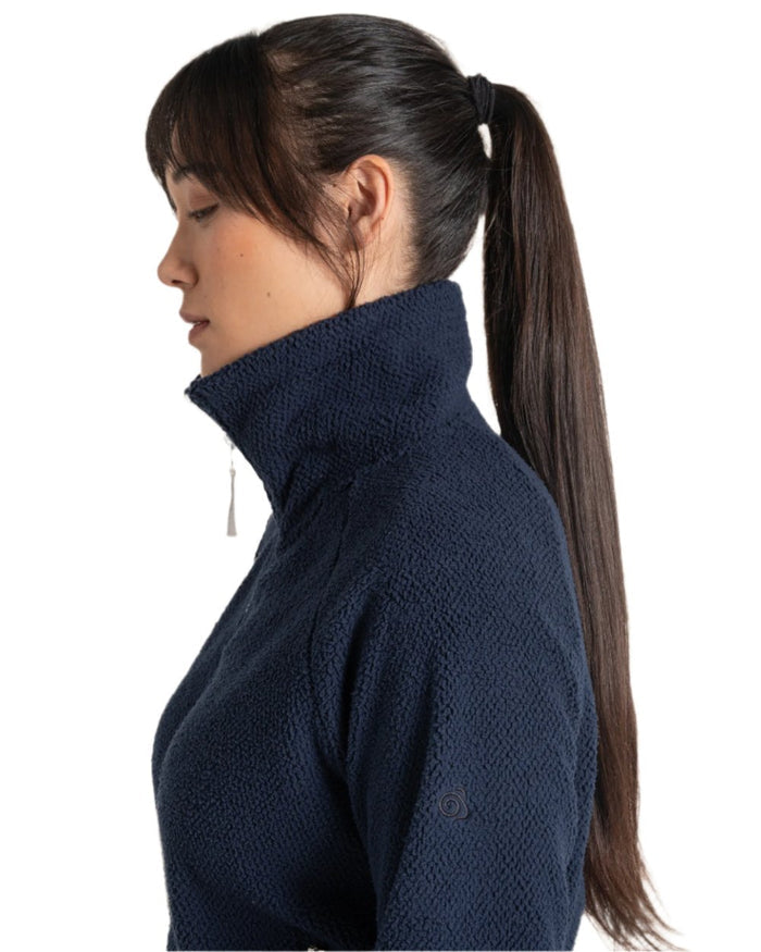 Blue Navy coloured Craghoppers Ryan Womens Raya Full Zip Fleece on white background #colour_blue-navy
