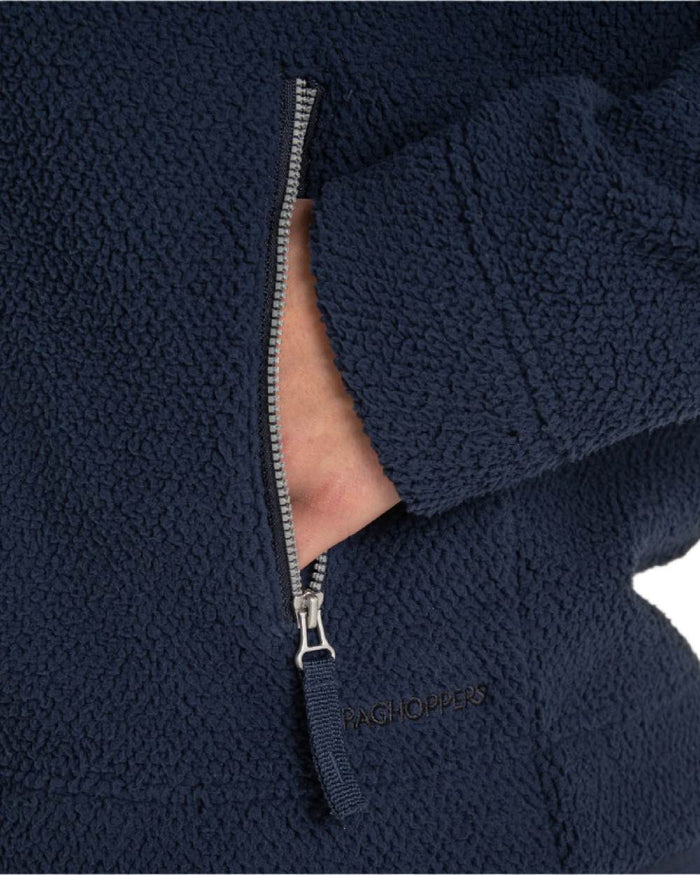 Blue Navy coloured Craghoppers Ryan Womens Raya Full Zip Fleece on white background #colour_blue-navy