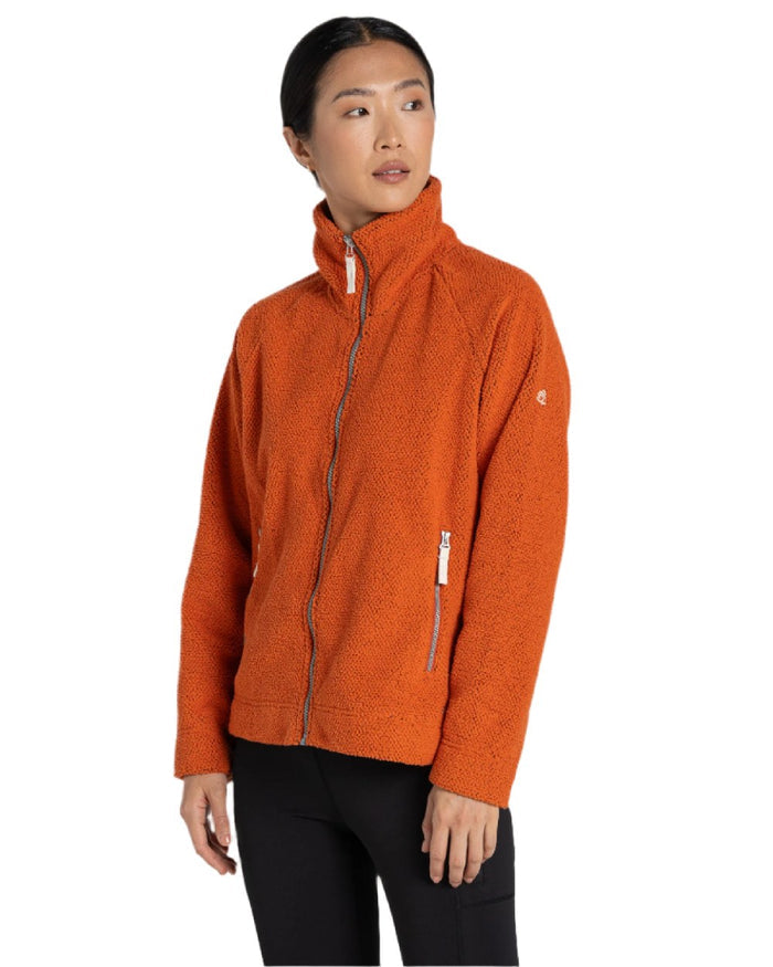 Spice coloured Craghoppers Ryan Womens Raya Full Zip Fleece on white background #colour_spice