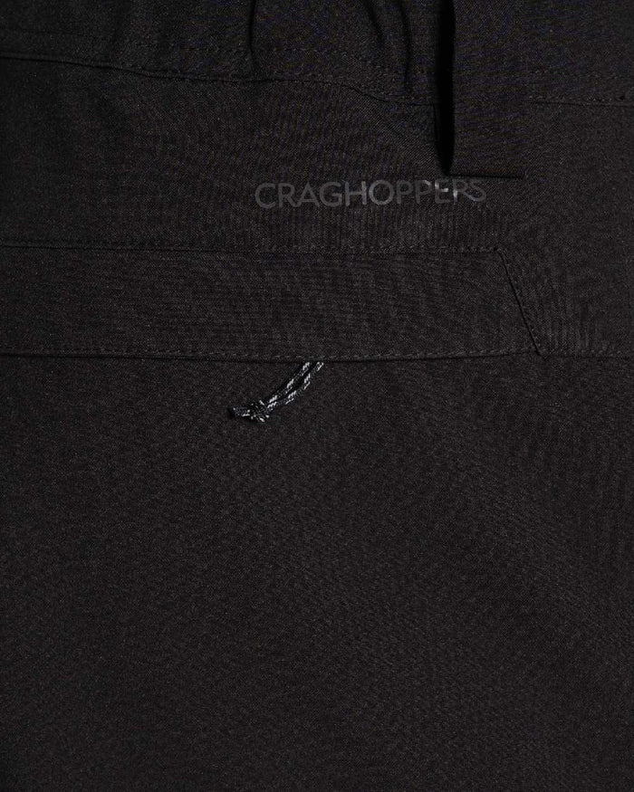 Black colour Craghoppers Steall Pro Thermo Waterproof Trouser on close up #colour_black