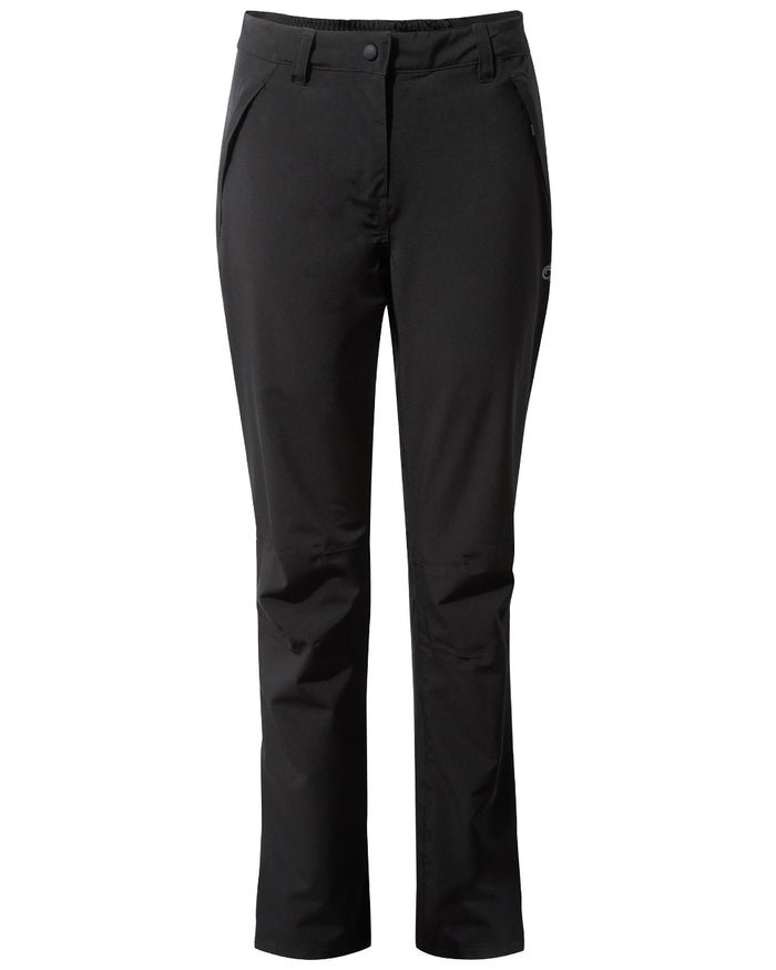 Black coloured Craghoppers Womens Airedale II Waterproof Trousers on white background #colour_black