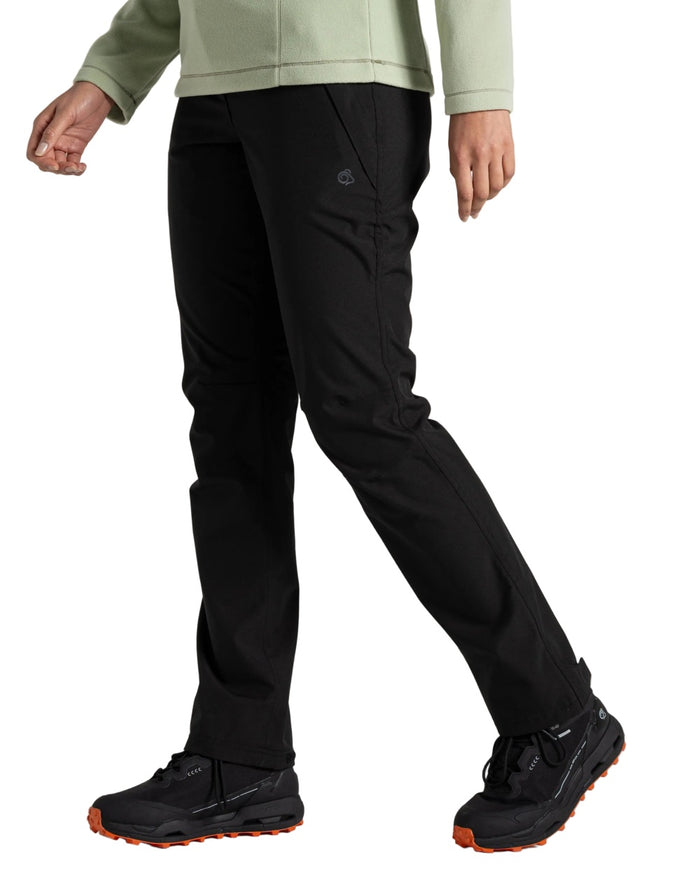 Black coloured Craghoppers Womens Airedale II Waterproof Trousers on white background #colour_black