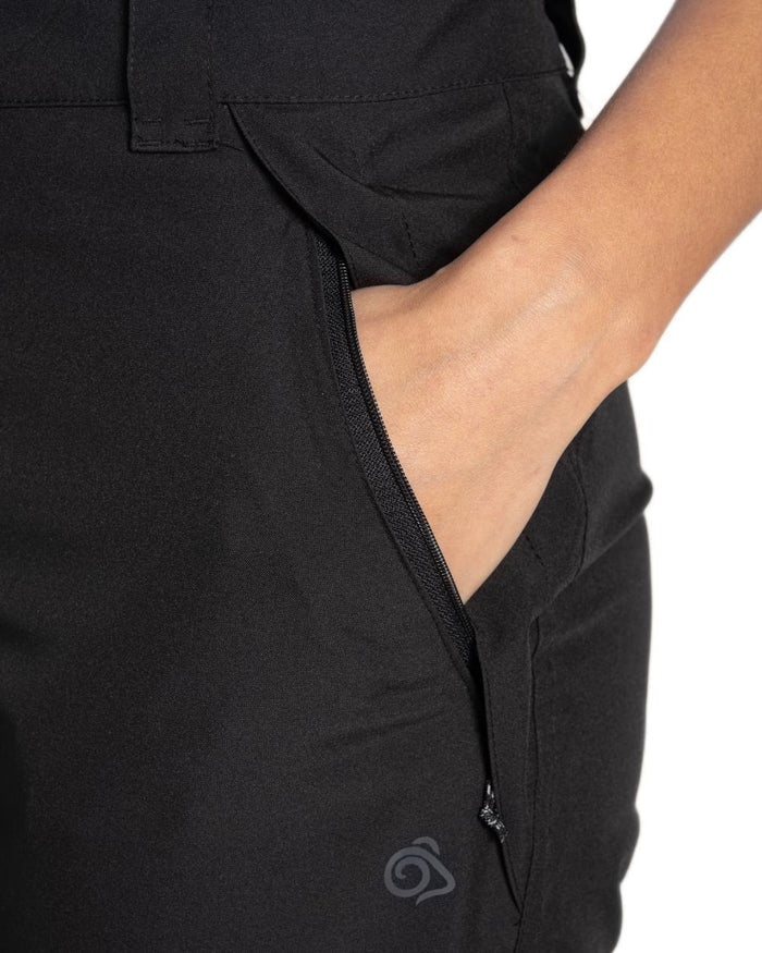 Black coloured Craghoppers Womens Airedale II Waterproof Trousers on white background #colour_black