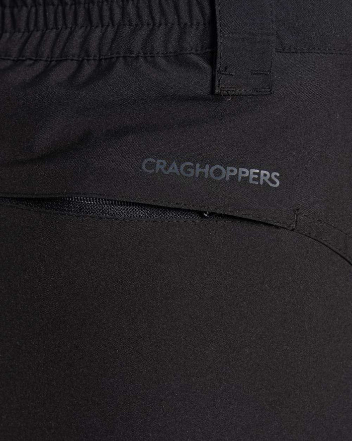Black coloured Craghoppers Womens Airedale II Waterproof Trousers on white background #colour_black