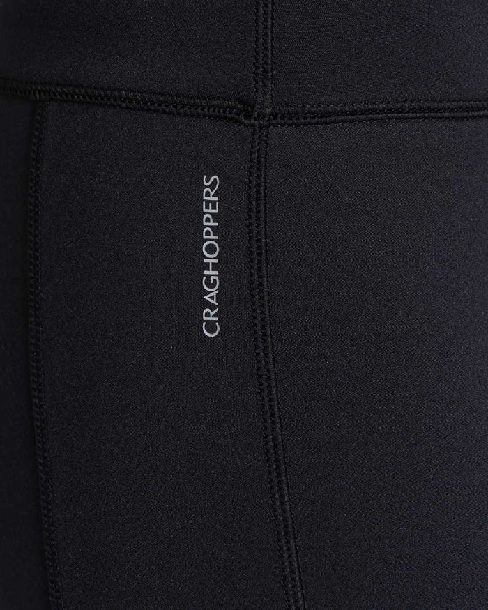 Black coloured Craghoppers Womens Alex Leggings on white background #colour_black
