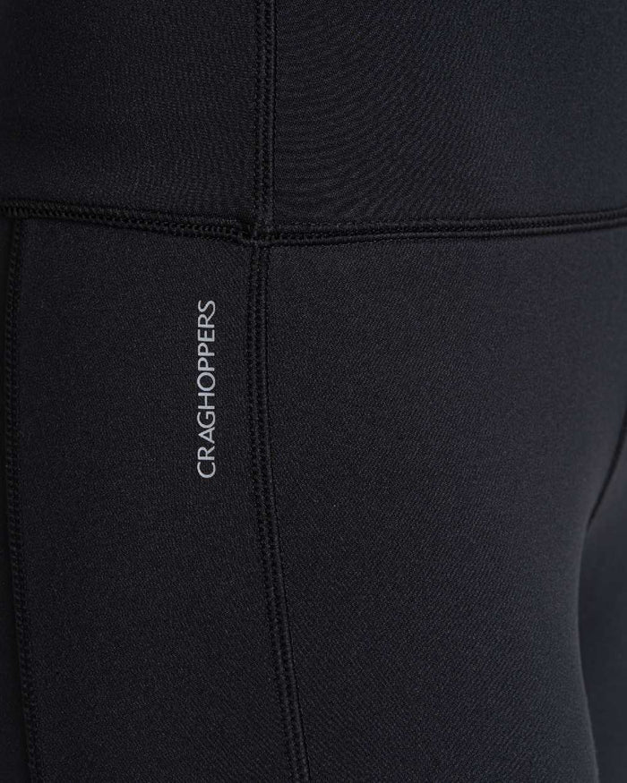 Black coloured Craghoppers Womens Alex Leggings on white background #colour_black