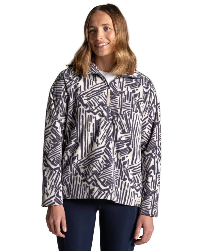 Anthracite Print coloured Craghoppers Womens Annjela Half Zip Fleece on white background #colour_anthracite-print