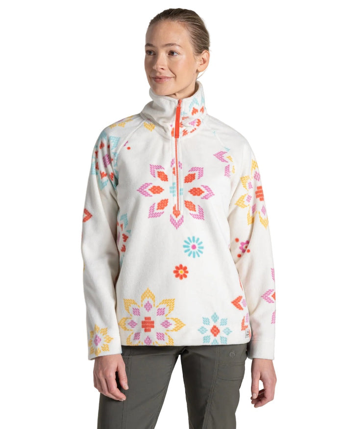 Floral Print coloured Craghoppers Womens Annjela Half Zip Fleece on white background #colour_floral-print