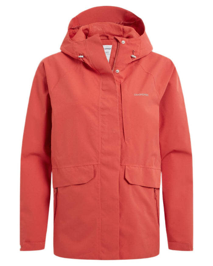 Compote Red coloured Craghoppers Womens Caldbeck II Waterproof Jacket on white background #colour_compote-red