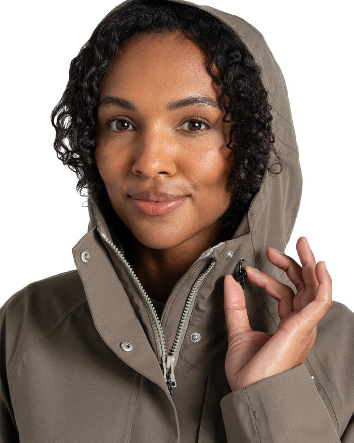 Wild Olive coloured Craghoppers Womens Caldbeck II Waterproof Jacket on white background #colour_wild-olive