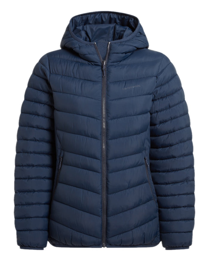 Blue Navy coloured Craghoppers Womens Compresslite IX Hooded Insulating Jacket on white background #colour_blue-navy