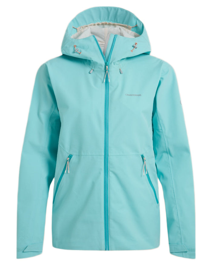 Aqua Sky coloured Craghoppers Womens Dynamic Pro III Waterproof Jacket on white background #colour_aqua-sky