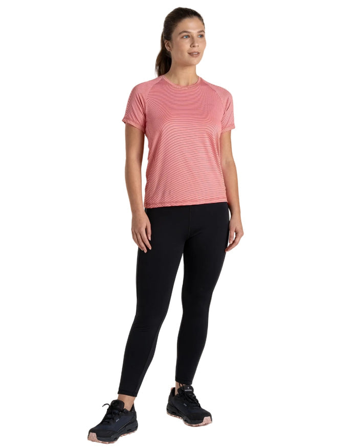 Coral Reef Coloured Craghoppers Womens Ellie Short Sleeved T-Shirt on white background #colour_coral-reef