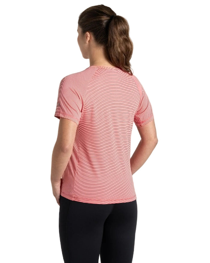 Coral Reef Coloured Craghoppers Womens Ellie Short Sleeved T-Shirt on white background #colour_coral-reef