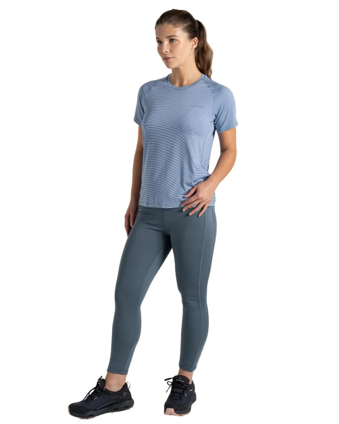 Seaside Blue Coloured Craghoppers Womens Ellie Short Sleeved T-Shirt on white background #colour_seaside-blue