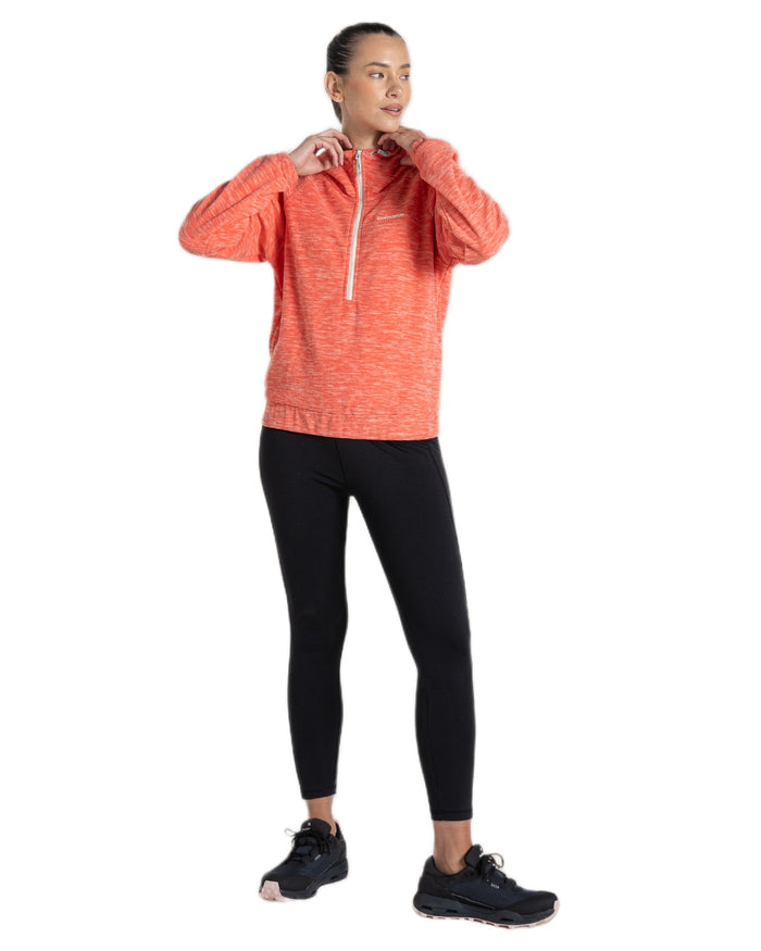 Deep Coral Coloured Craghoppers Womens Esk Hooded Half Zip Fleece on White Background
#colour_deep-coral