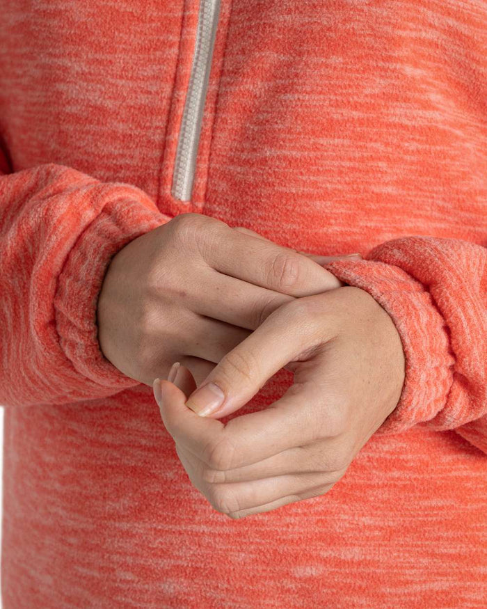 Deep Coral Coloured Craghoppers Womens Esk Hooded Half Zip Fleece on White Background
#colour_deep-coral