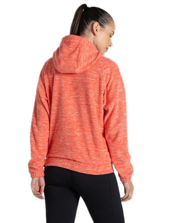 Deep Coral Coloured Craghoppers Womens Esk Hooded Half Zip Fleece on White Background
#colour_deep-coral