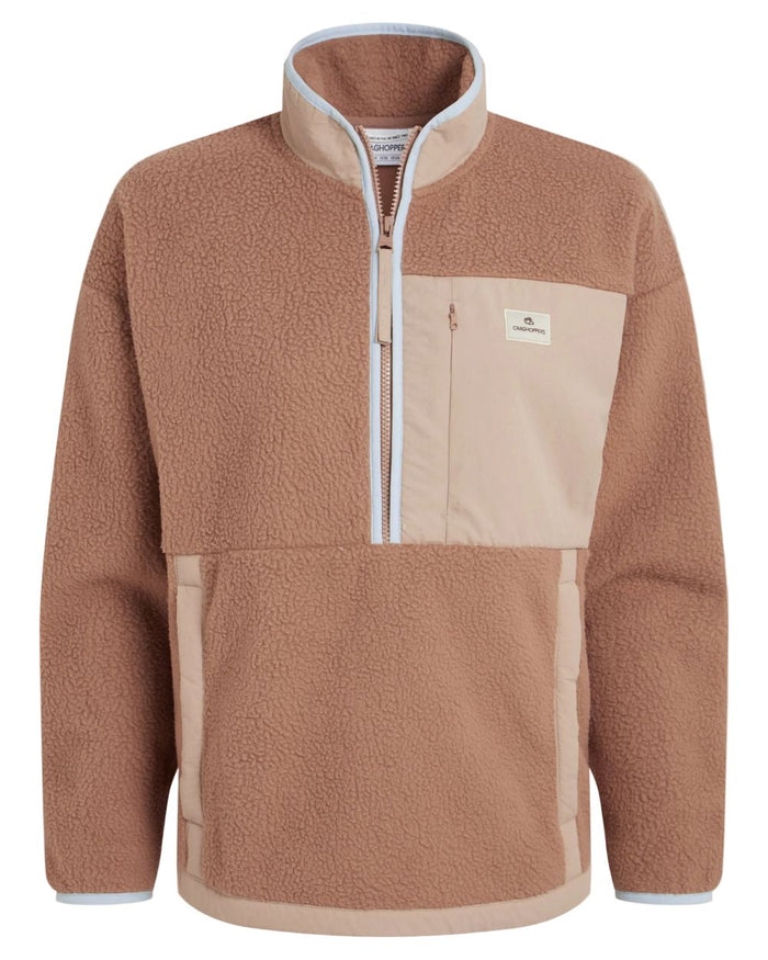 Umber coloured Craghoppers Womens Grange Half Zip Fleece on white background #colour_umber