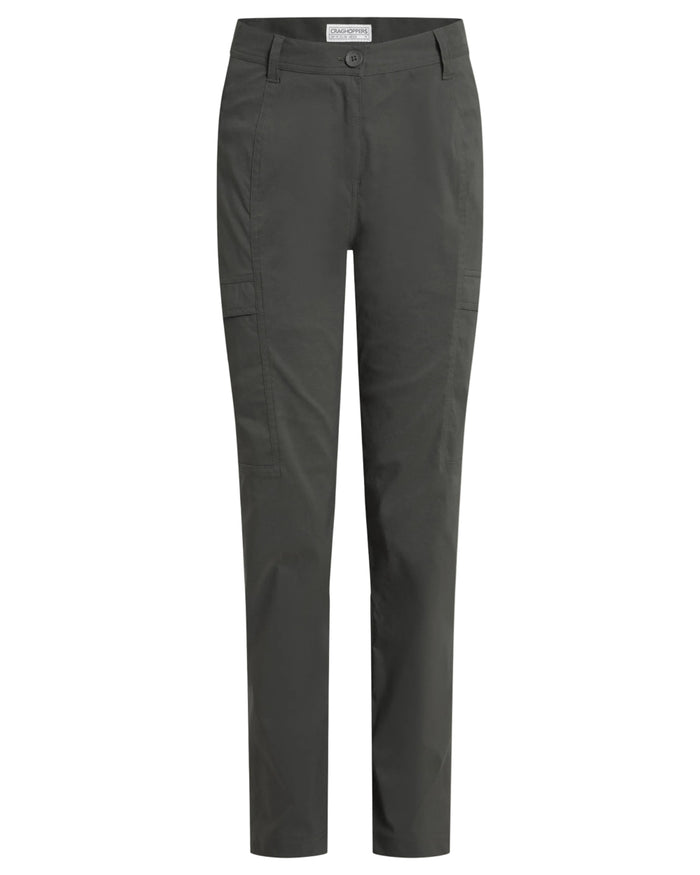 Mid Khaki coloured Craghoppers Womens Kiwi Pro Cargo Trousers on white background #colour_mid-khaki