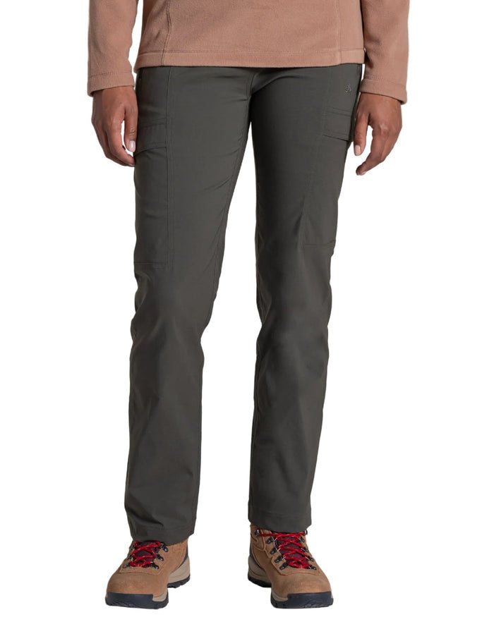 Mid Khaki coloured Craghoppers Womens Kiwi Pro Cargo Trousers on white background #colour_mid-khaki