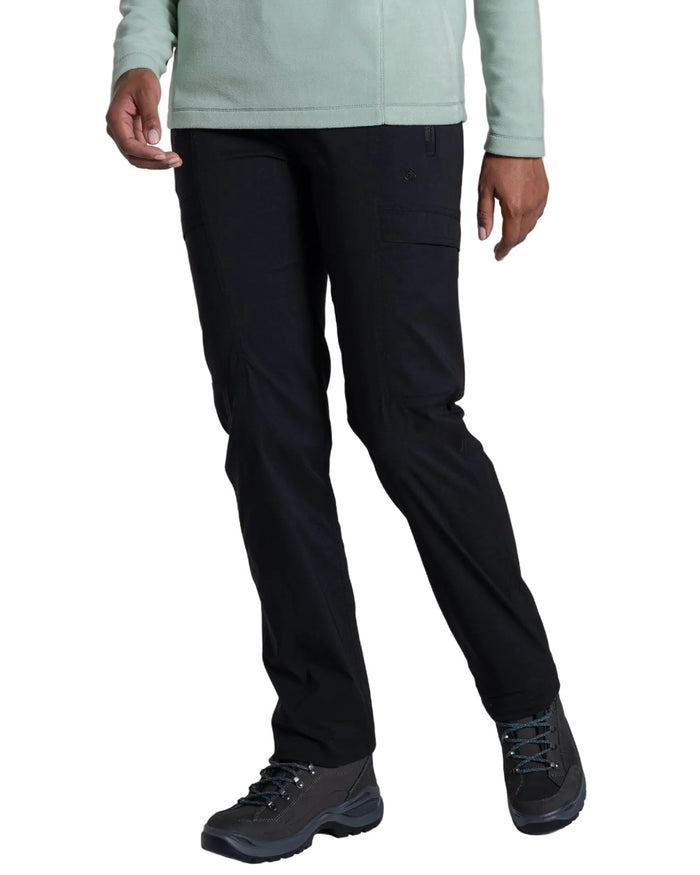 Black coloured Craghoppers Womens Kiwi Pro Cargo Trousers on white background #colour_black