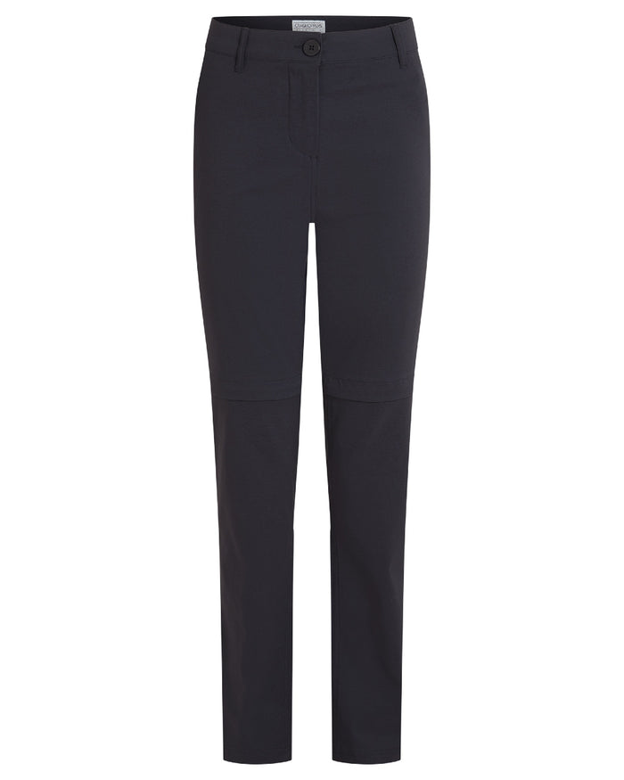 Dark Navy coloured Craghoppers Womens Kiwi Pro III Convertible Trousers on white background #colour_dark-navy