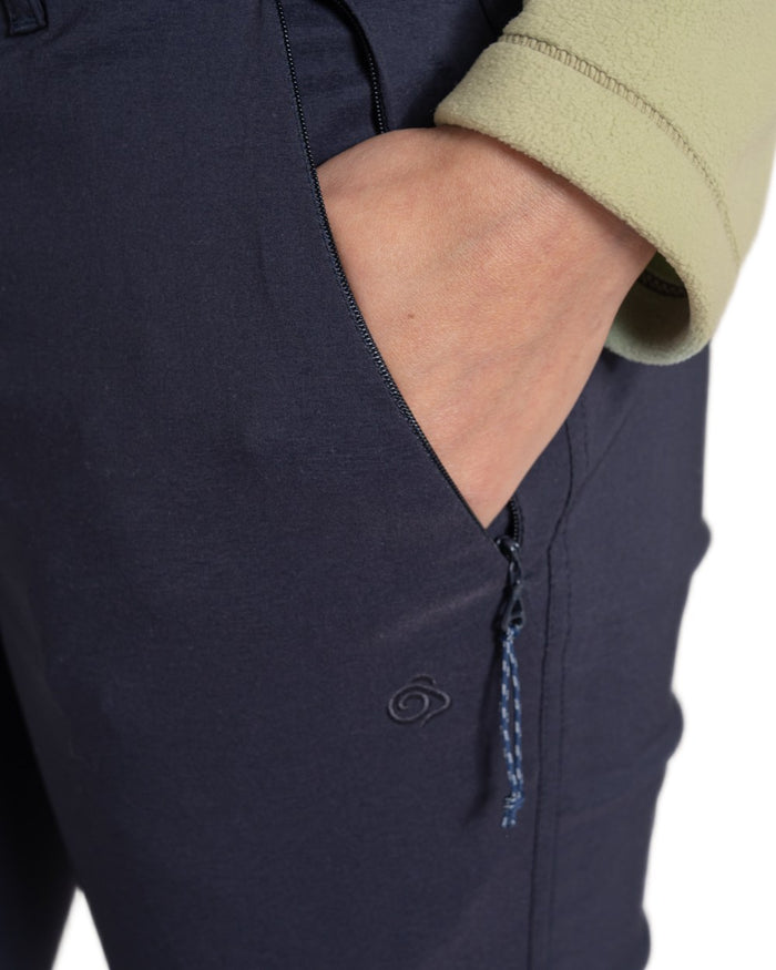 Dark Navy coloured Craghoppers Womens Kiwi Pro III Convertible Trousers on white background #colour_dark-navy