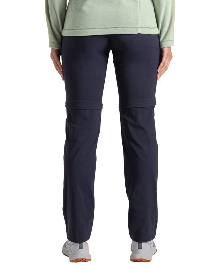 Dark Navy coloured Craghoppers Womens Kiwi Pro III Convertible Trousers on white background #colour_dark-navy