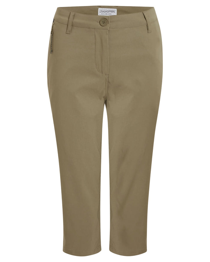 Cardamon coloured Craghoppers Womens Kiwi Pro III Cropped Trousers on white background #colour_cardamon
