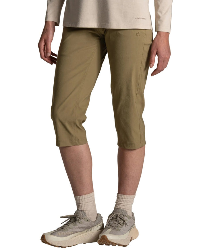 Cardamon coloured Craghoppers Womens Kiwi Pro III Cropped Trousers on white background #colour_cardamon