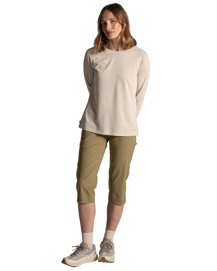 Cardamon coloured Craghoppers Womens Kiwi Pro III Cropped Trousers on white background #colour_cardamon