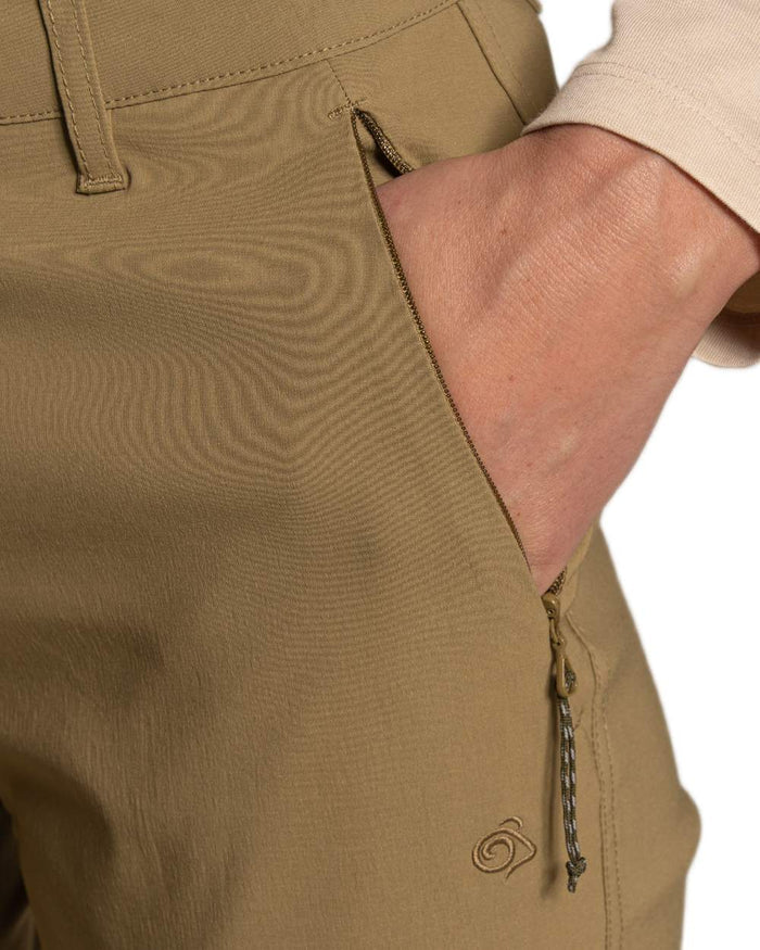 Cardamon coloured Craghoppers Womens Kiwi Pro III Cropped Trousers on white background #colour_cardamon