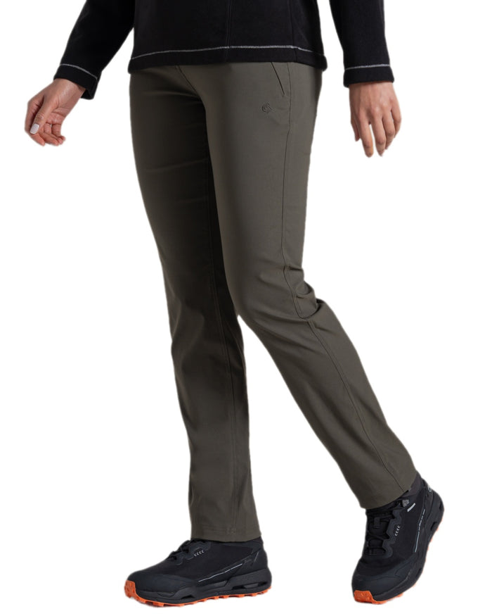 Mid Khaki Coloured Craghoppers Womens Kiwi Pro III Trouser on white background #colour_mid-khaki