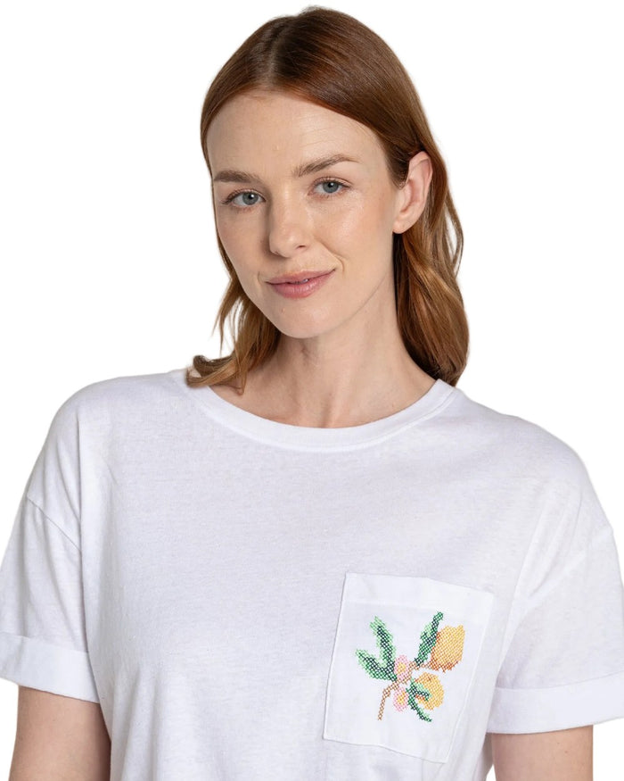 White coloured Craghoppers Womens Maya Short Sleeved T-Shirt on white background #colour_white