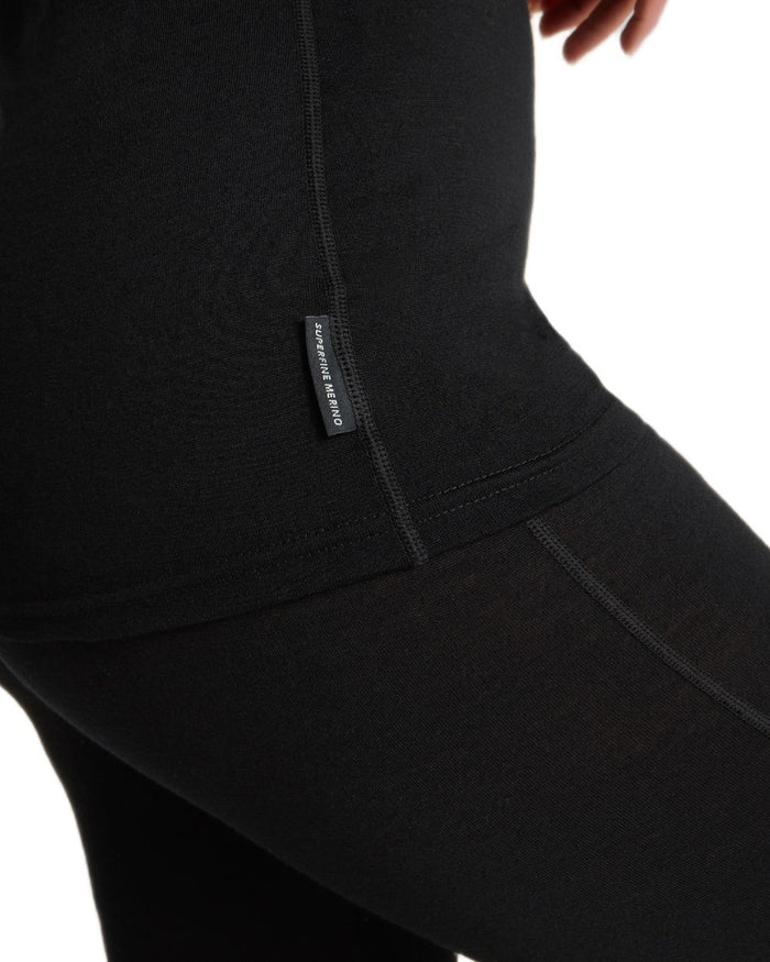 Black coloured Craghoppers Womens Merino Crew Neck Long Sleeved Baselayer II on white background #colour_black