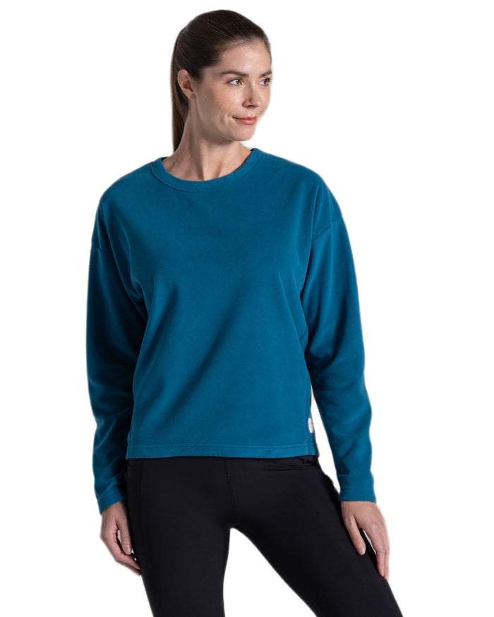 Porcelain Blue coloured Craghoppers Womens Miska Crew Neck Pullover on white background #colour_porcelain-blue