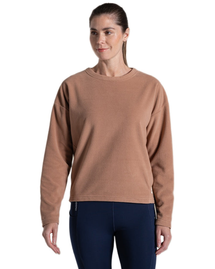 Umber coloured Craghoppers Womens Miska Crew Neck Pullover on white background #colour_umber