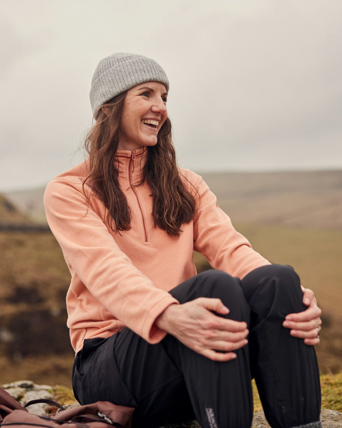 Clay coloured Craghoppers Womens Miska Half-Zip Fleece on  sky background #colour_clay