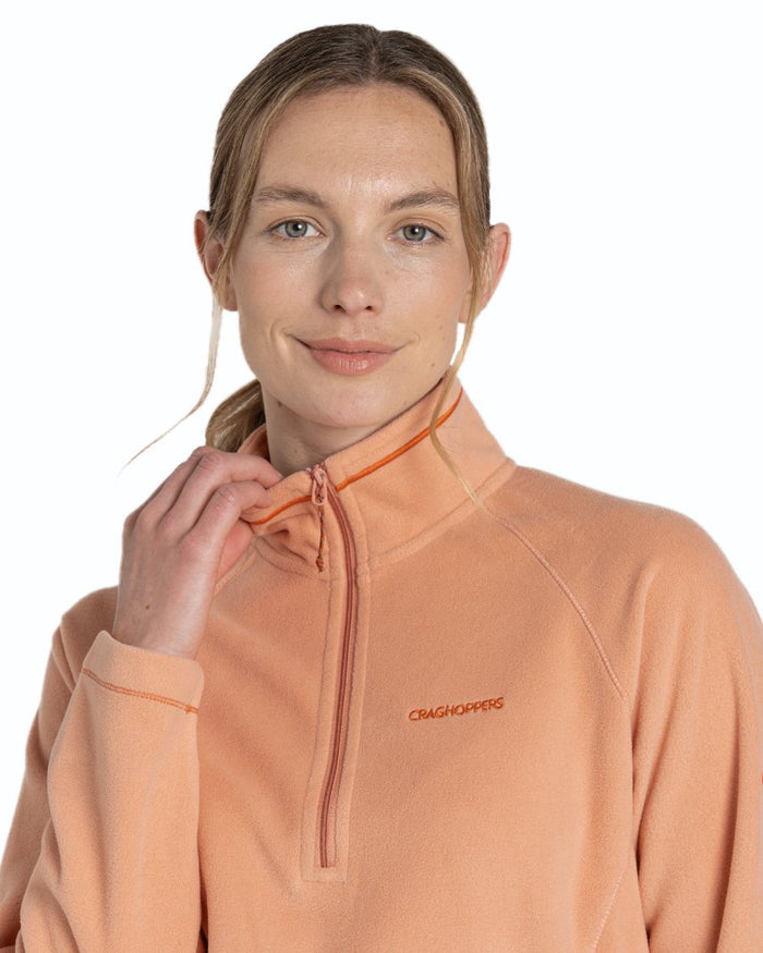 Clay coloured Craghoppers Womens Miska Half-Zip Fleece on  white background #colour_clay