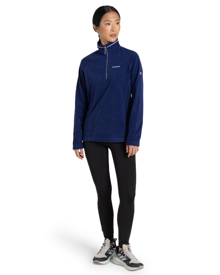 Indigo Blue coloured Craghoppers Womens Miska Half-Zip Fleece on white background #colour_indigo-blue