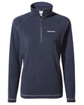 Blue Navy Coloured Craghoppers Womens Miska Half-Zip Fleece On A White Background #colour_blue-navy
