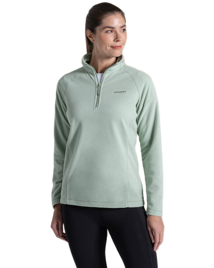 Iced Matcha Coloured Craghoppers Womens Miska Half-Zip Fleece on white background #colour_iced-matcha