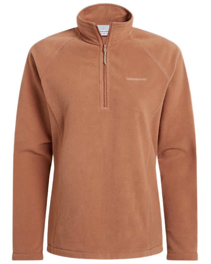 Umber Coloured Craghoppers Womens Miska Half-Zip Fleece on white background #colour_umber